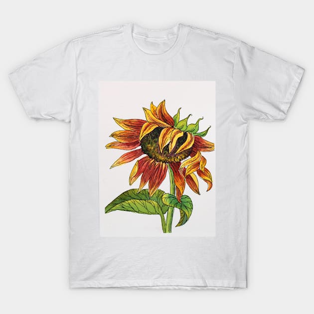 Sunflower Watercolor Painting T-Shirt by SvitlanaProuty